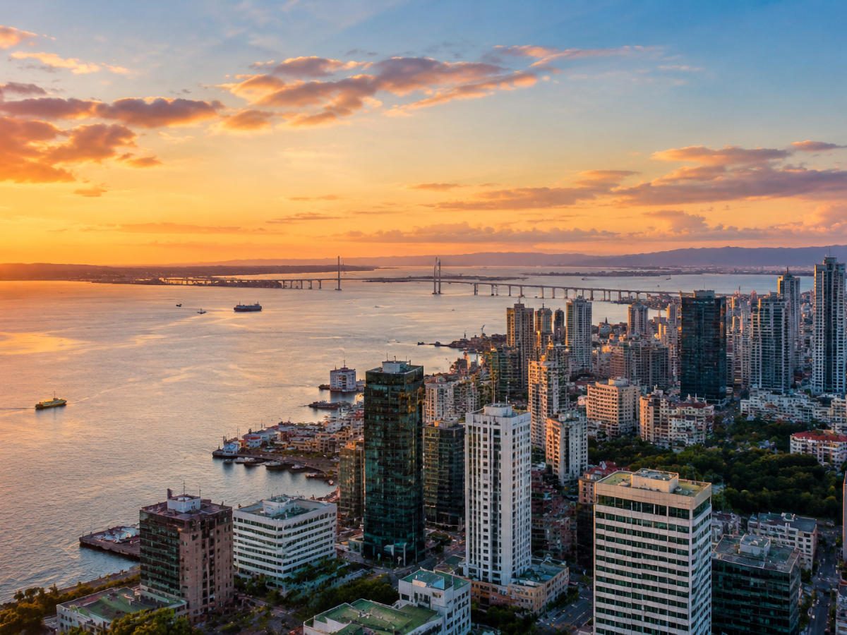 Sunset over Cebu City and the channel